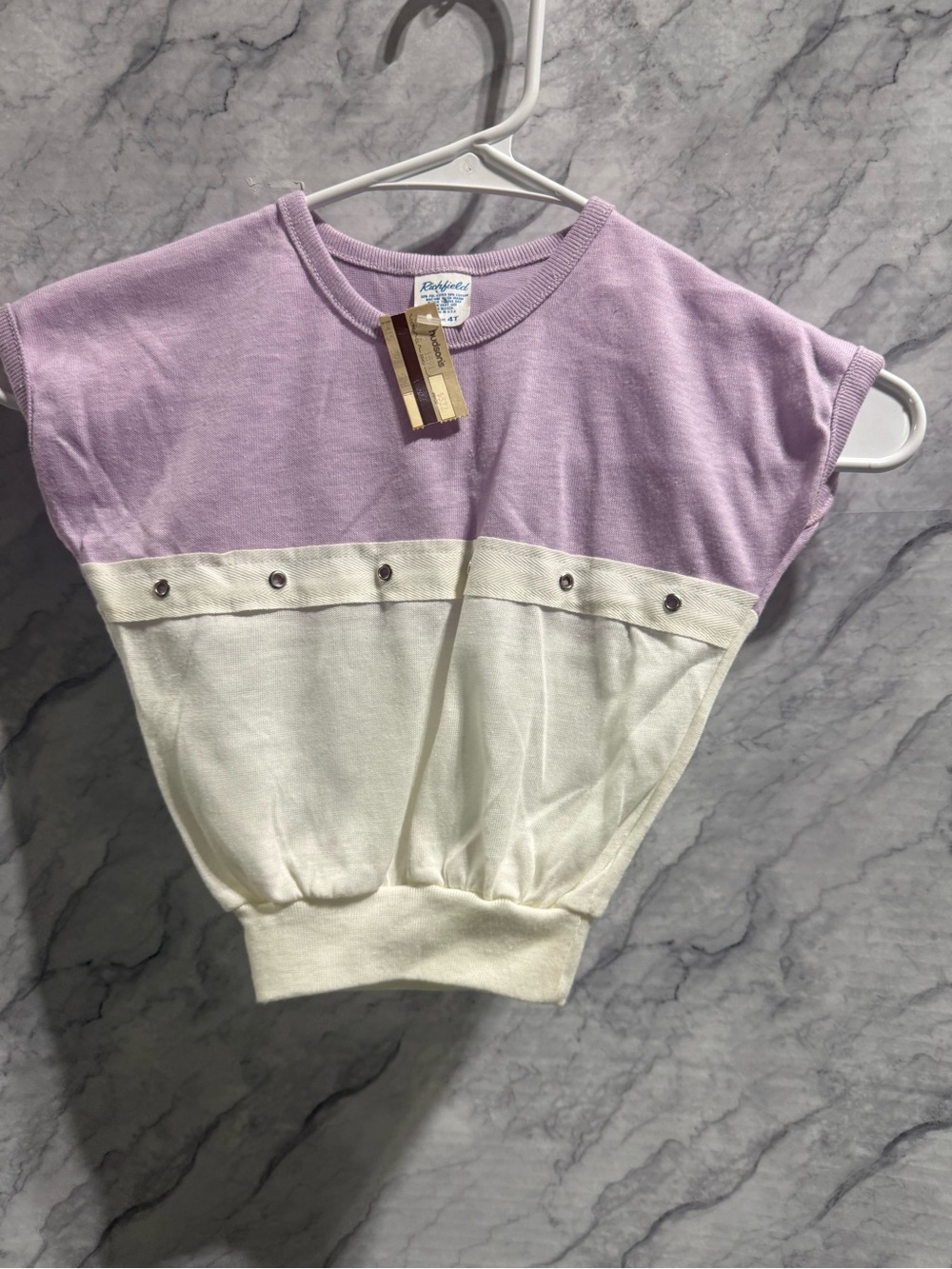 Vintage Richfield Girls 4T Lavender White Pullover Top Made in USA